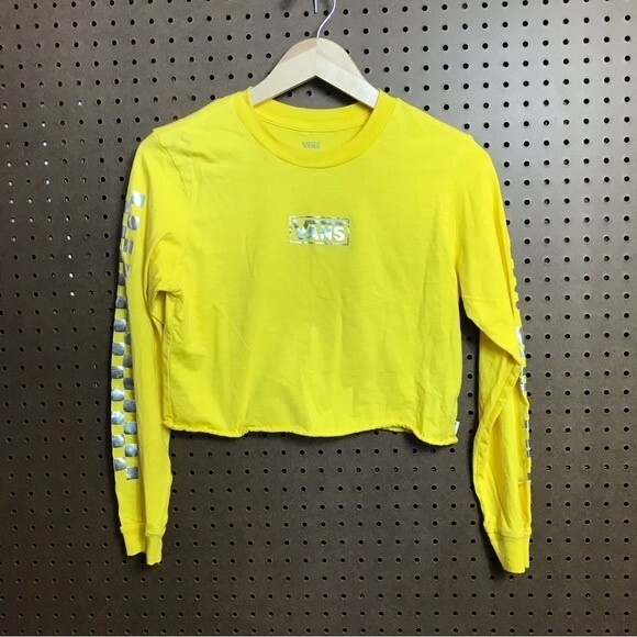 Vans‎ Yellow Iridescent Long Sleeve Crop Top small - Picture 1 of 8